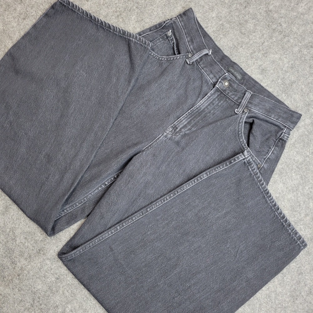 Uniqlo Jeans Womens 4 Gray Denim Baggy Wide Leg Streetwear Y2K Hip Hop Puff